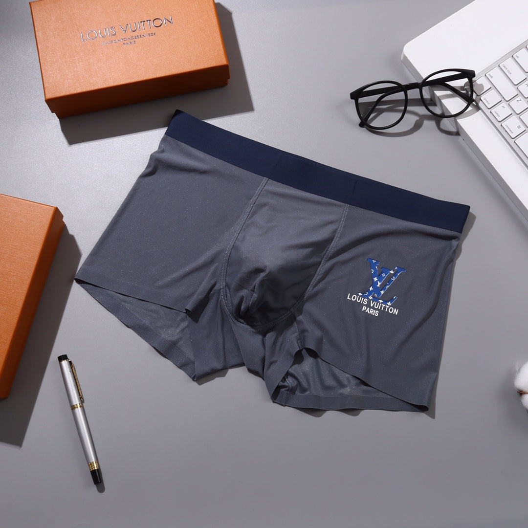 Louis Vuitton Black Grey Blue Small Flower Boxer Briefs, image 6