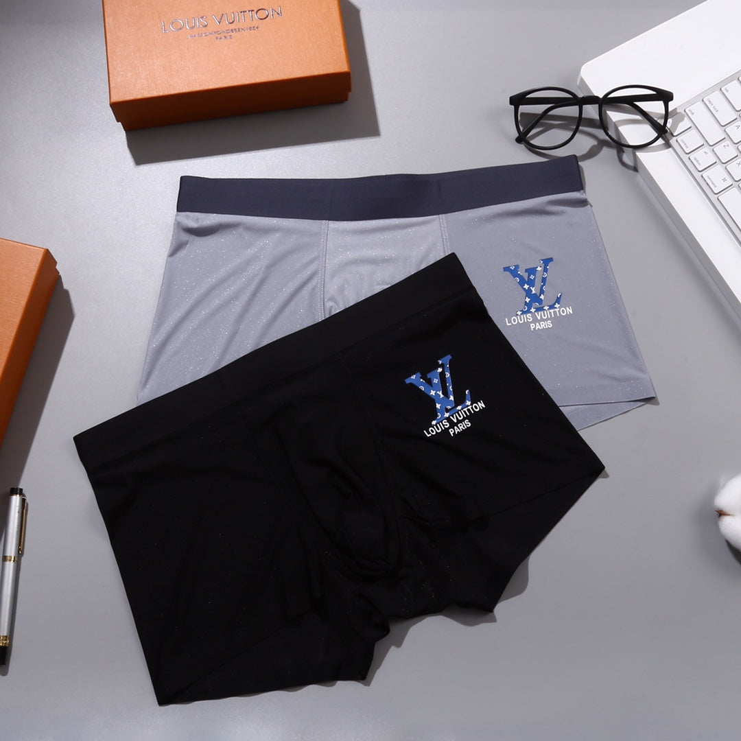 Louis Vuitton Black Grey Blue Small Flower Boxer Briefs, image 4