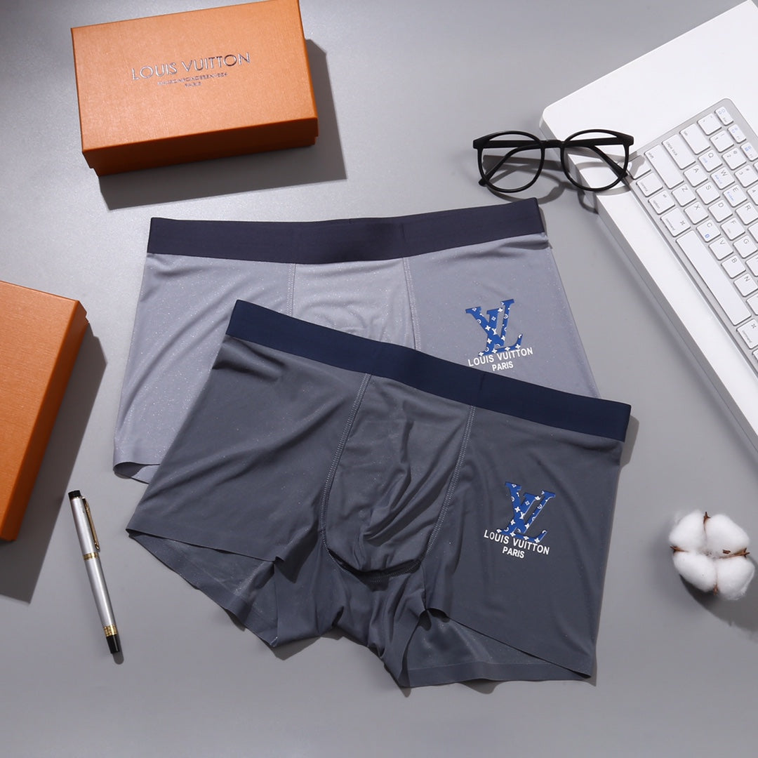 Louis Vuitton Black Grey Blue Small Flower Boxer Briefs, image 3