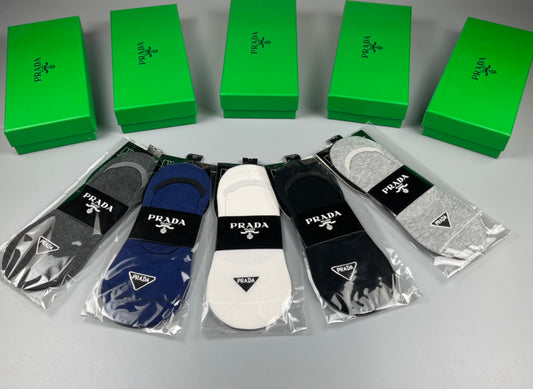 Prada Neutral Packaged Small Triangle No-Show Socks, image 1