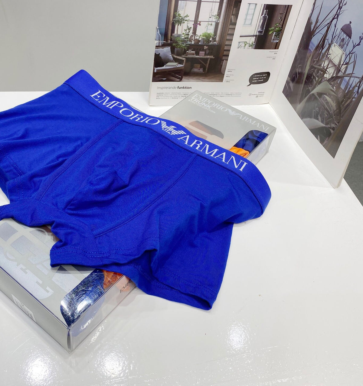 Emporio Armani Orange Blue Grey Hanging Trio Boxer Briefs, image 6