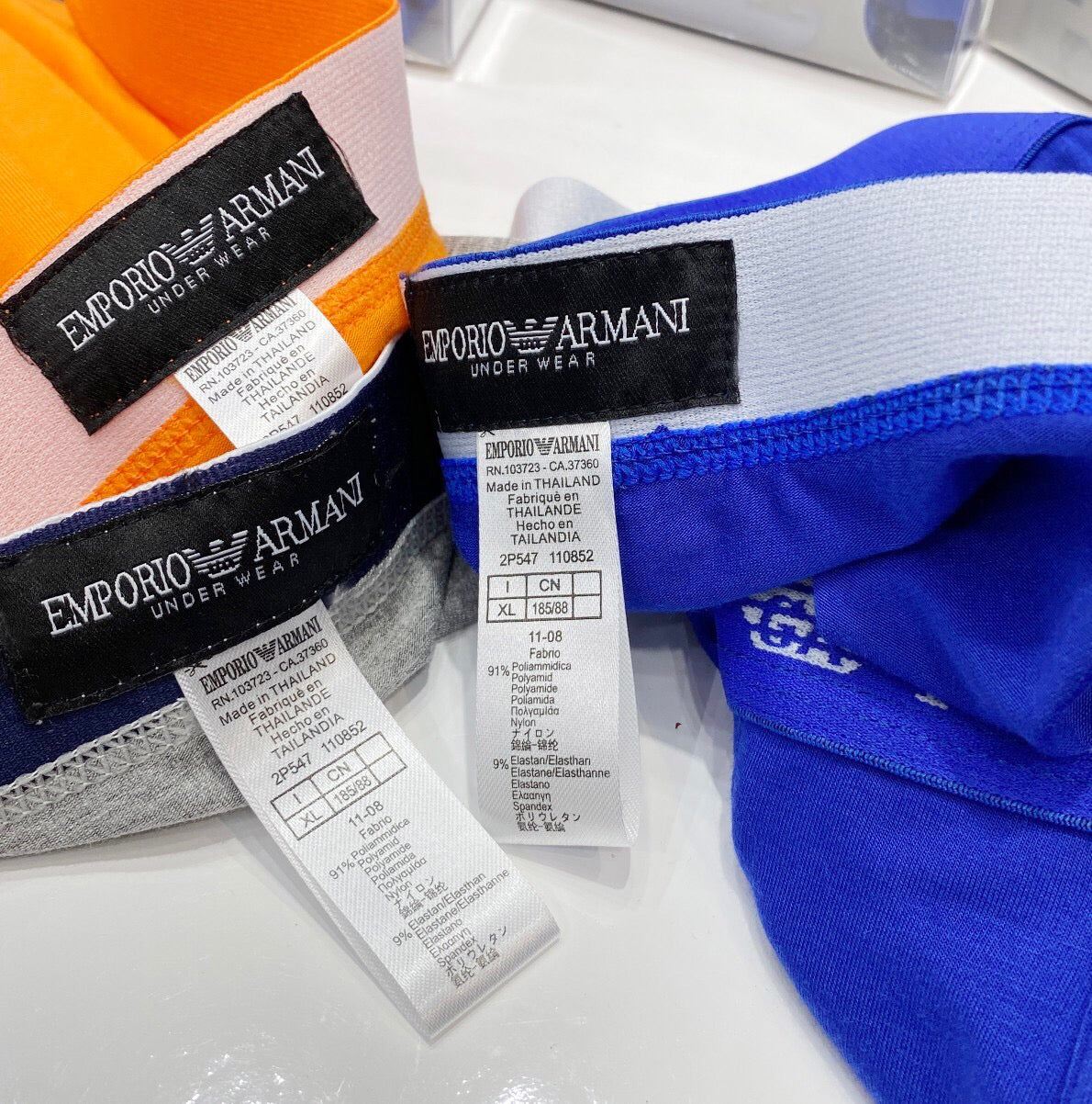 Emporio Armani Orange Blue Grey Hanging Trio Boxer Briefs, image 9