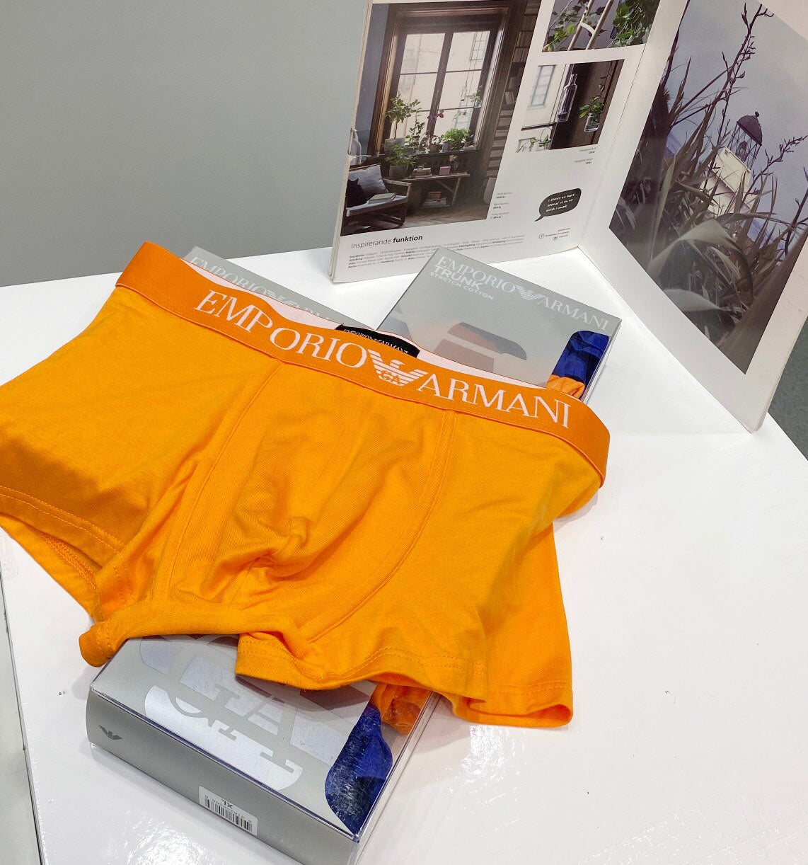 Emporio Armani Orange Blue Grey Hanging Trio Boxer Briefs, image 4