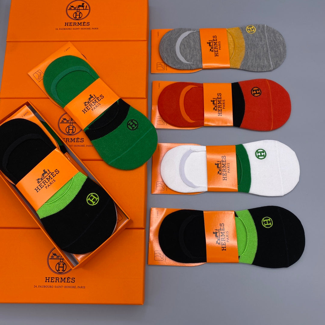 Hermès Bright Multicolour Carriage Footbed No-Show Socks, image 3