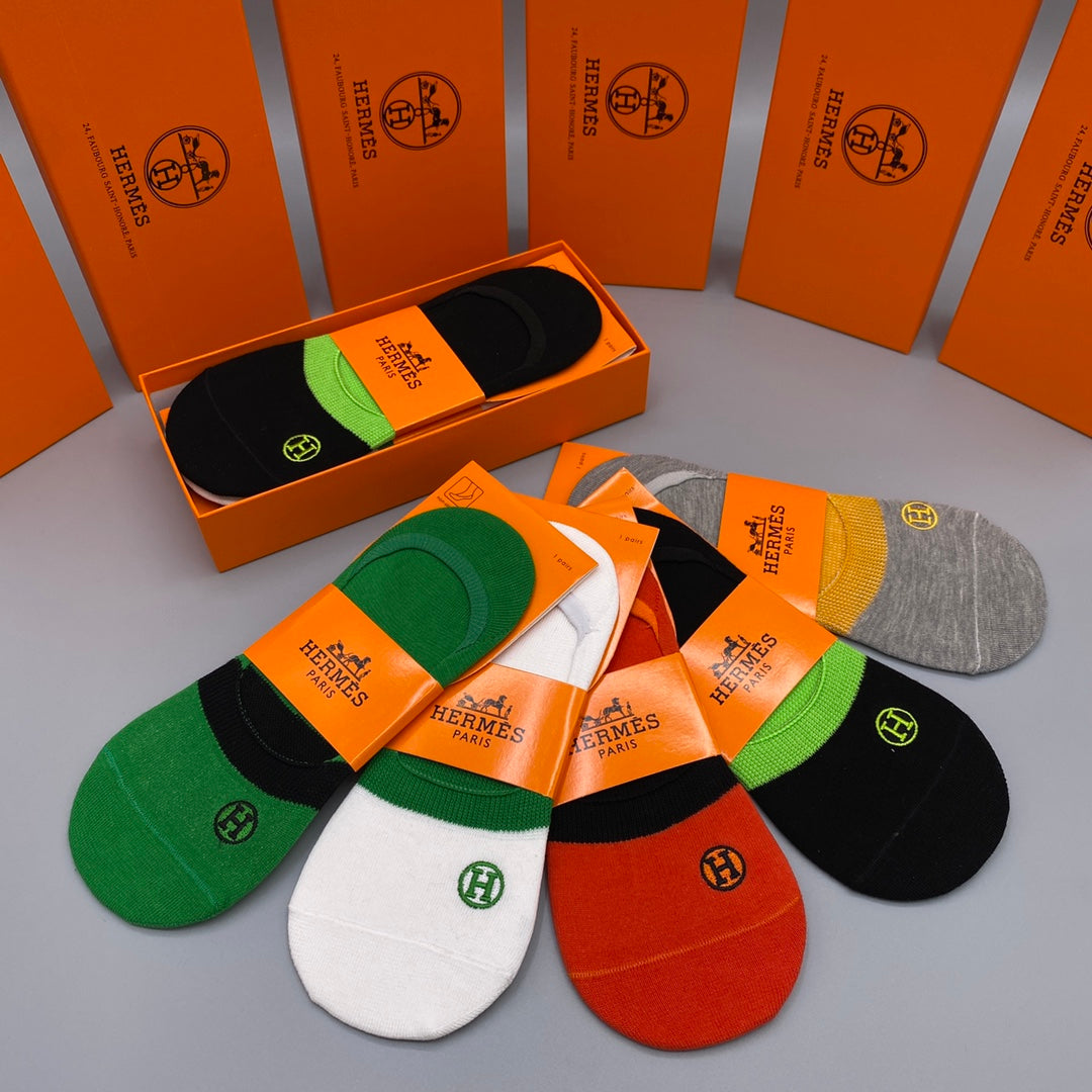 Hermès Bright Multicolour Carriage Footbed No-Show Socks, image 7