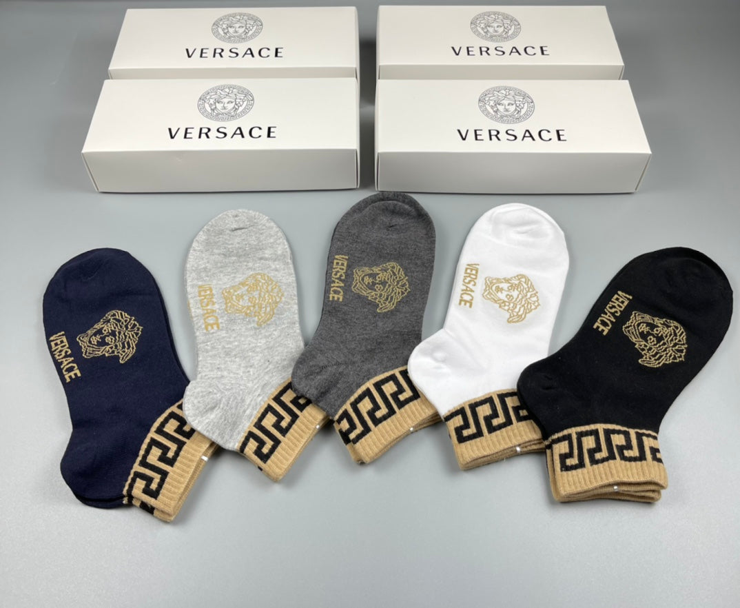 Versace Neutral Gold Key Forefoot No-Show Socks, image 4