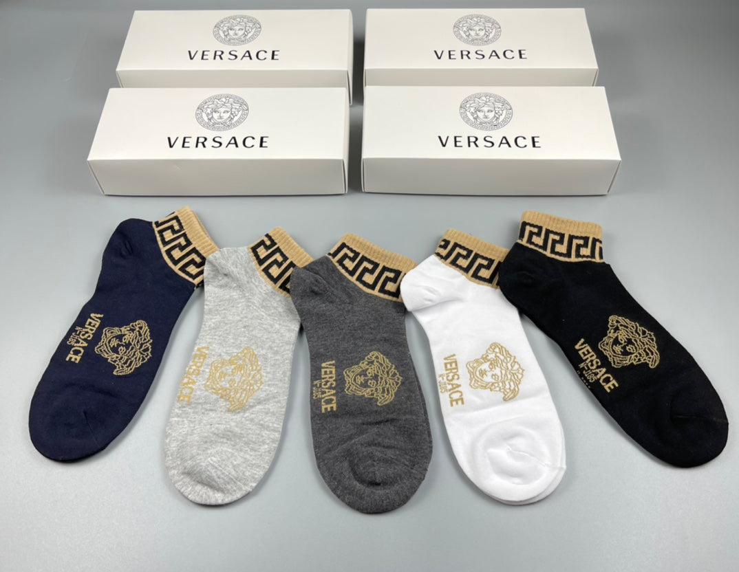 Versace Neutral Gold Key Forefoot No-Show Socks, image 6