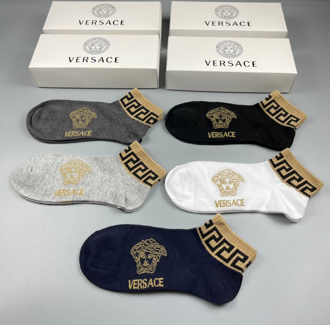 Versace Neutral Gold Key Forefoot No-Show Socks, image 3