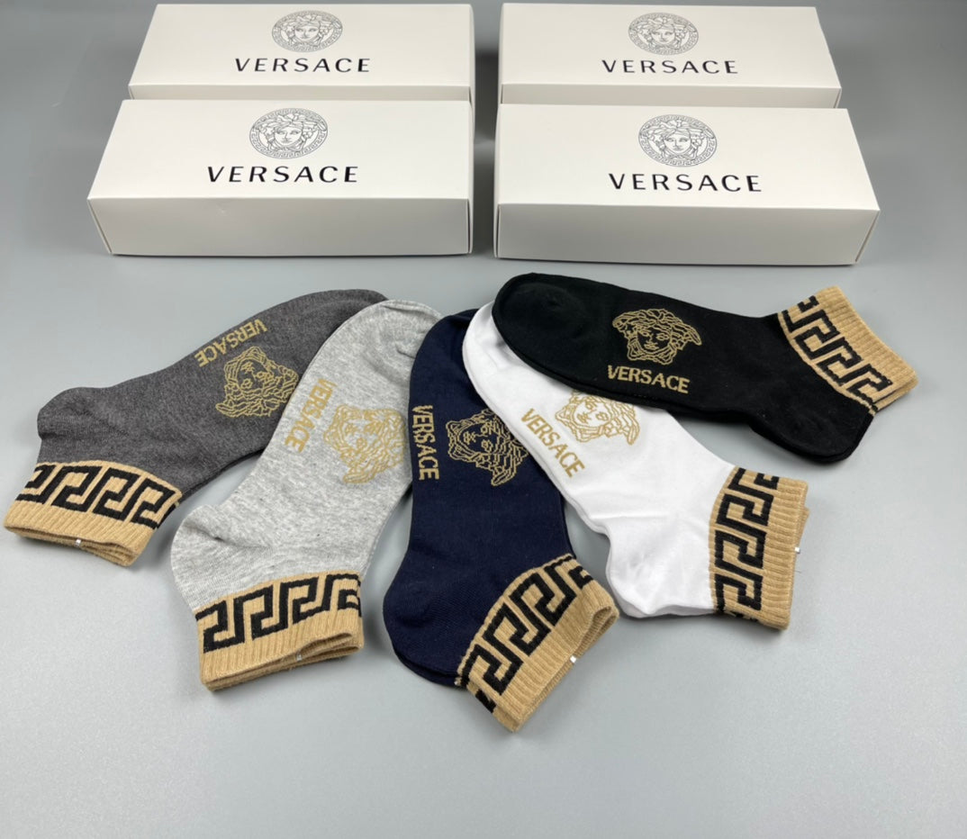 Versace Neutral Gold Key Forefoot No-Show Socks, image 2