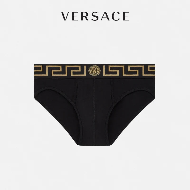 Versace Black Gold Greek Key Brief Women's Briefs, image 1