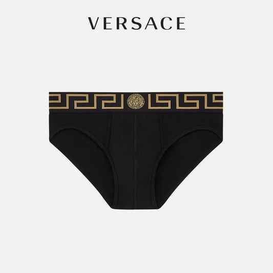 Versace Black Gold Greek Key Brief Women's Briefs, image 1