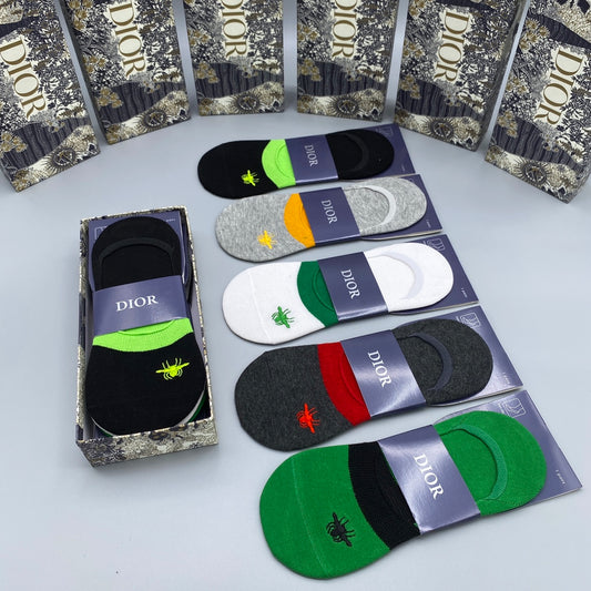 Dior Bright Neutral Packaged Colour Blocks No-Show Socks, image 1