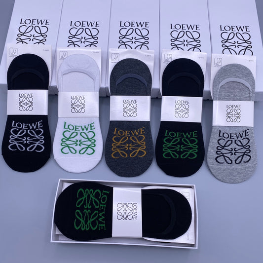 Loewe Neutral Coloured Large Anagram Footbed No-Show Socks, image 1