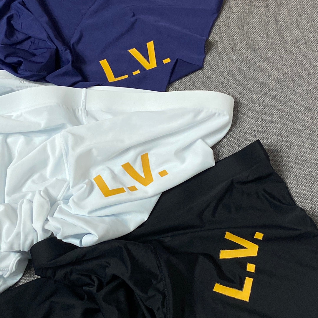 Louis Vuitton Blue White Black Gold Initials Boxer Briefs, image 3