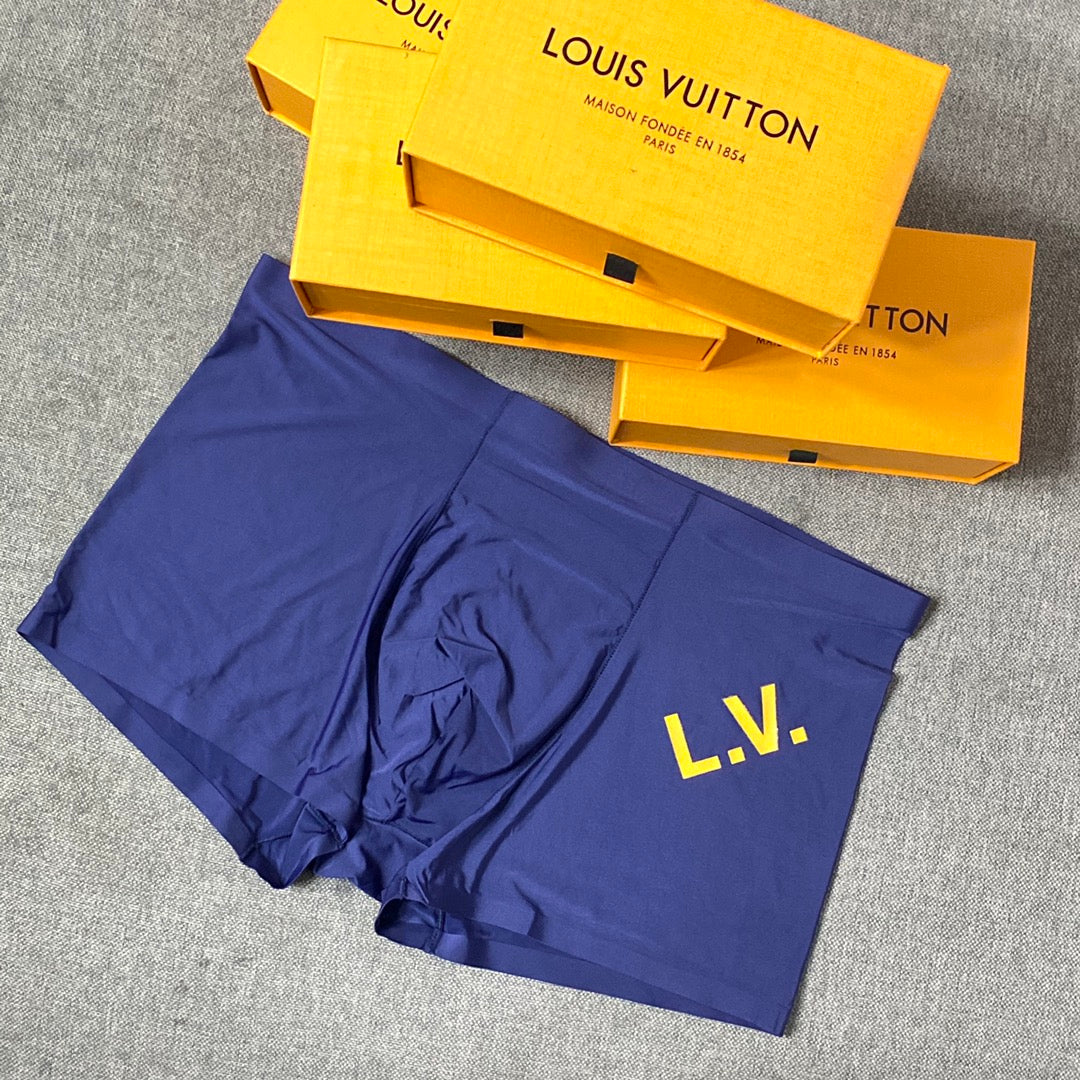 Louis Vuitton Blue White Black Gold Initials Boxer Briefs, image 4