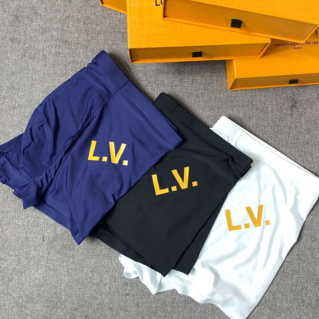 Louis Vuitton Blue White Black Gold Initials Boxer Briefs, image 1