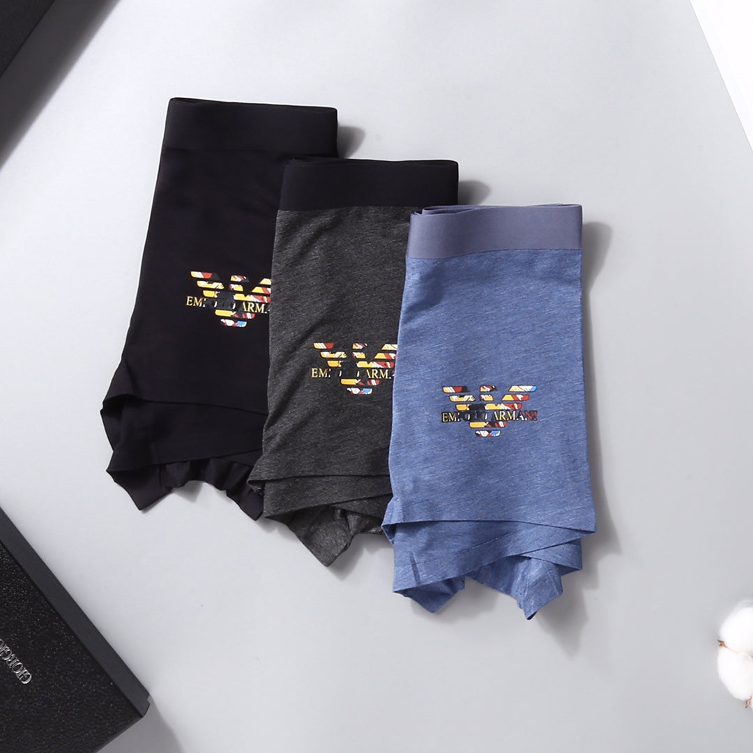 Emporio Armani Black Grey Blue Gold Wing Crew Socks, image 3
