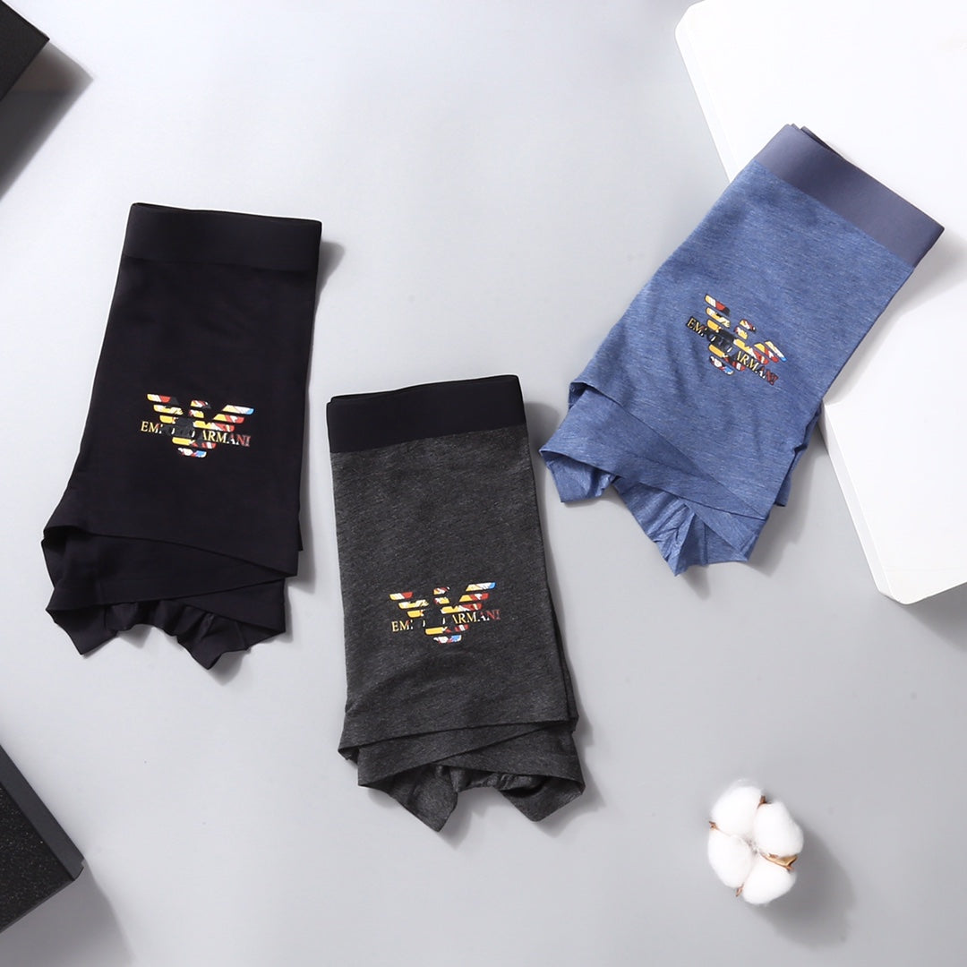 Emporio Armani Black Grey Blue Gold Wing Crew Socks, image 2