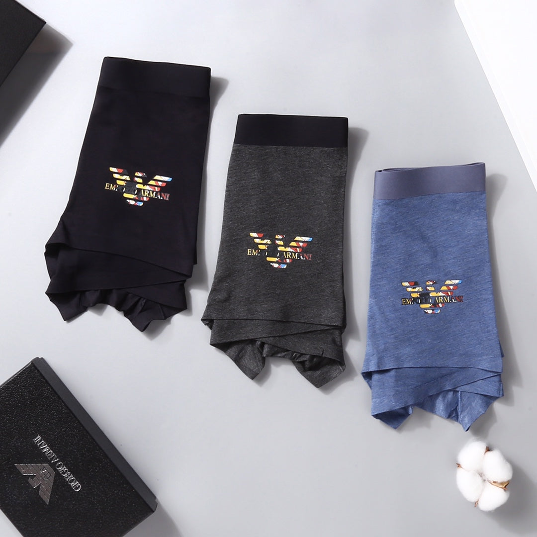 Emporio Armani Black Grey Blue Gold Wing Crew Socks, image 1