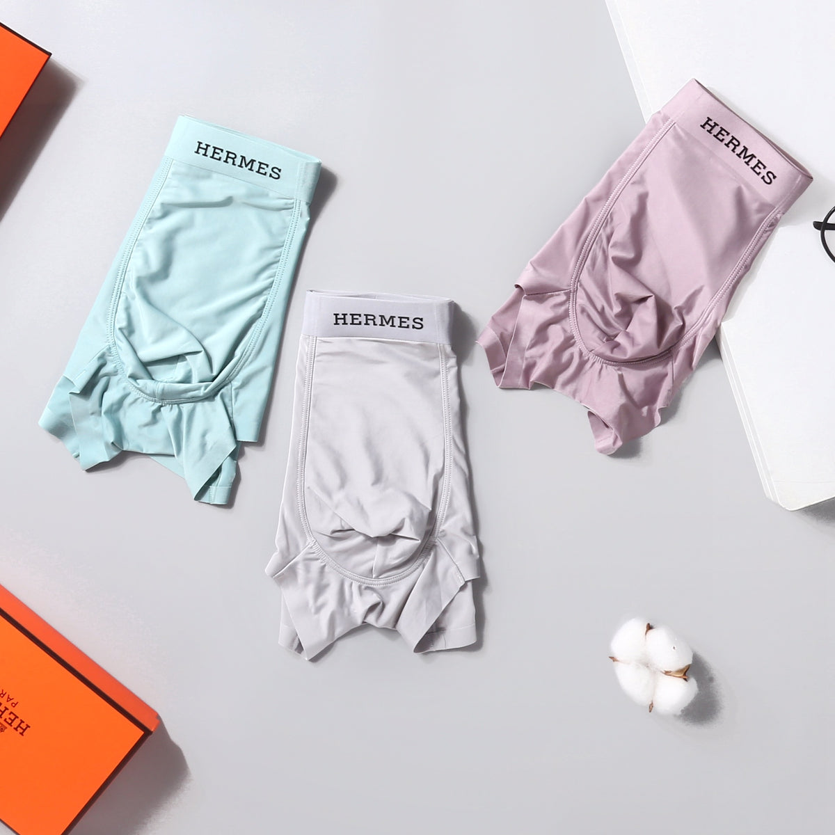 Hermès Mint White Pink Vertical Wordmark Boxer Briefs, image 3