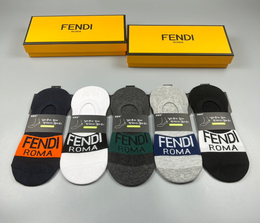 Fendi Neutral Bold Colour Letter Bands No-Show Socks, image 1