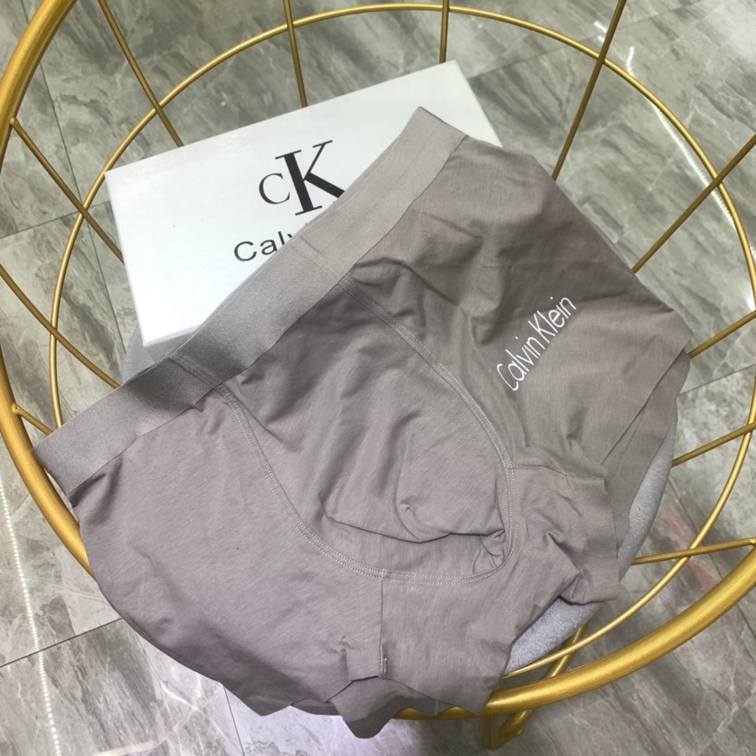 Calvin Klein Grey Marled Rounded Front Boxer Briefs, image 1