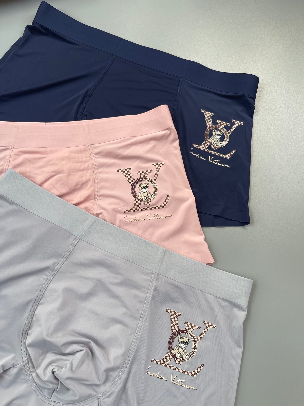 Louis Vuitton Pink Grey Navy Large Outline Monogram Boxer Briefs, image 3