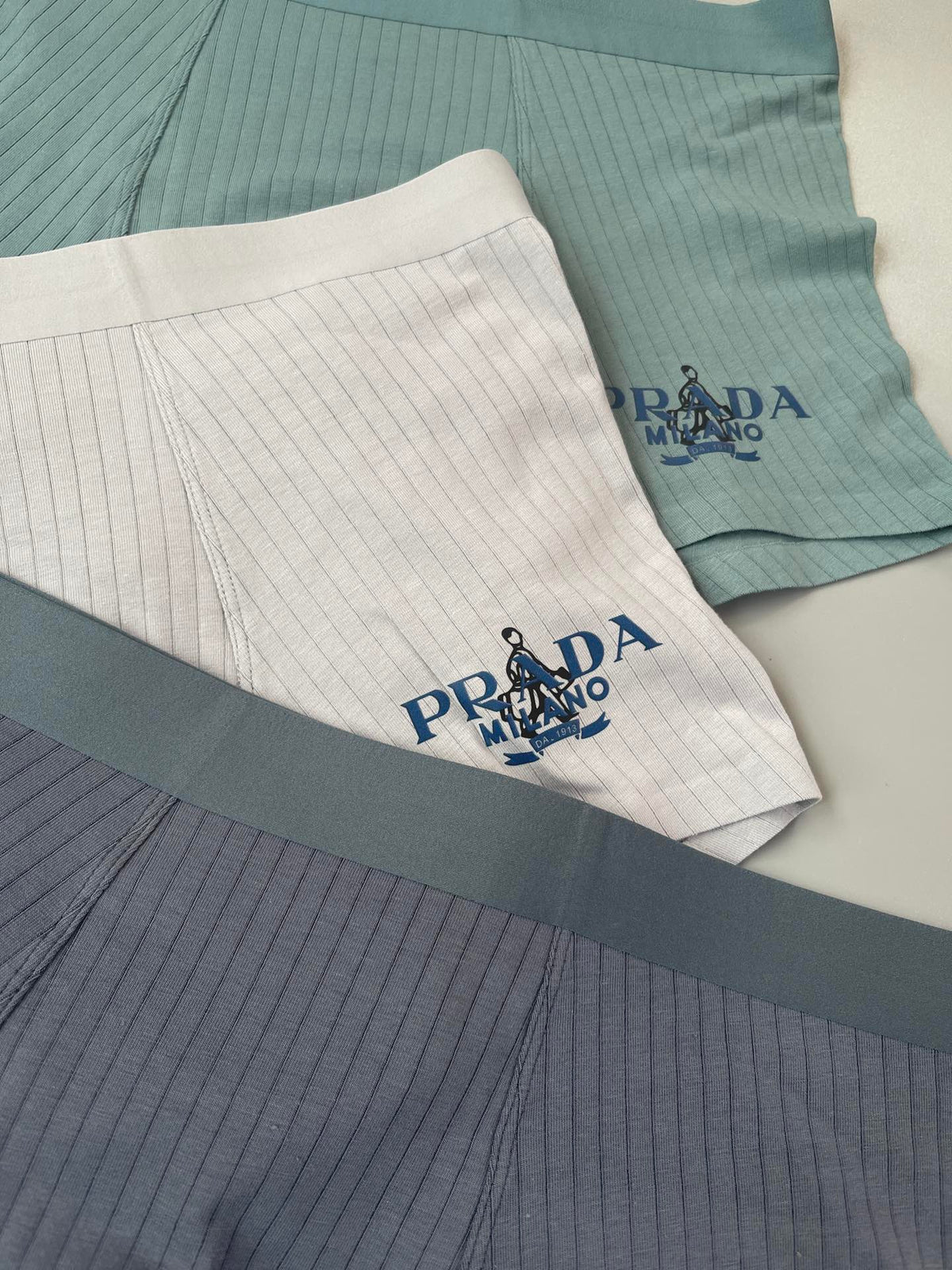 Prada Green White Grey Small Line Motif Boxer Briefs, image 4