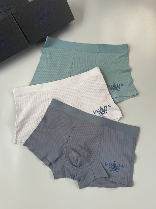 Prada Green White Grey Small Line Motif Boxer Briefs, image 1