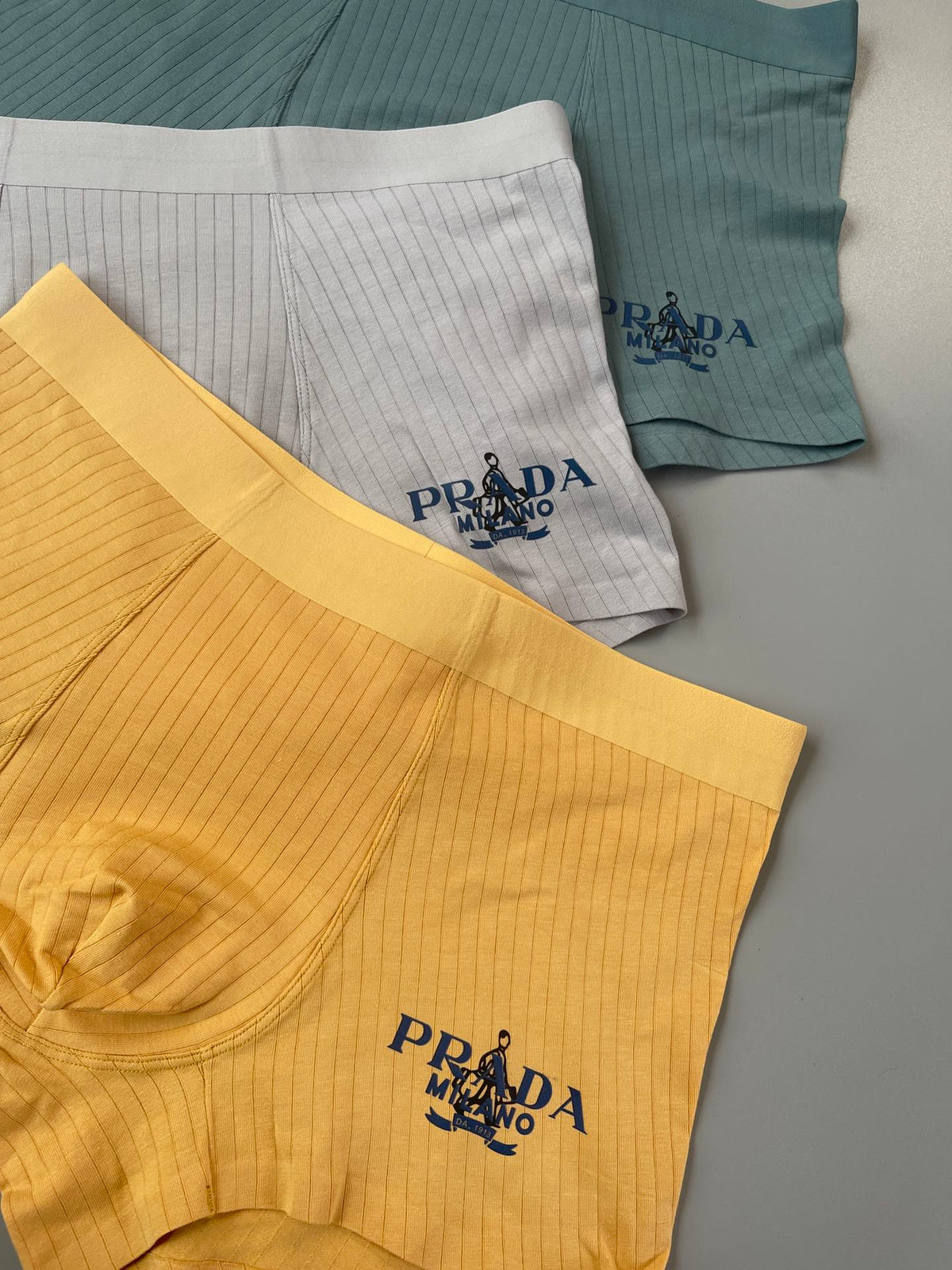 Prada Yellow Grey Green Line Motif Boxer Briefs, image 2