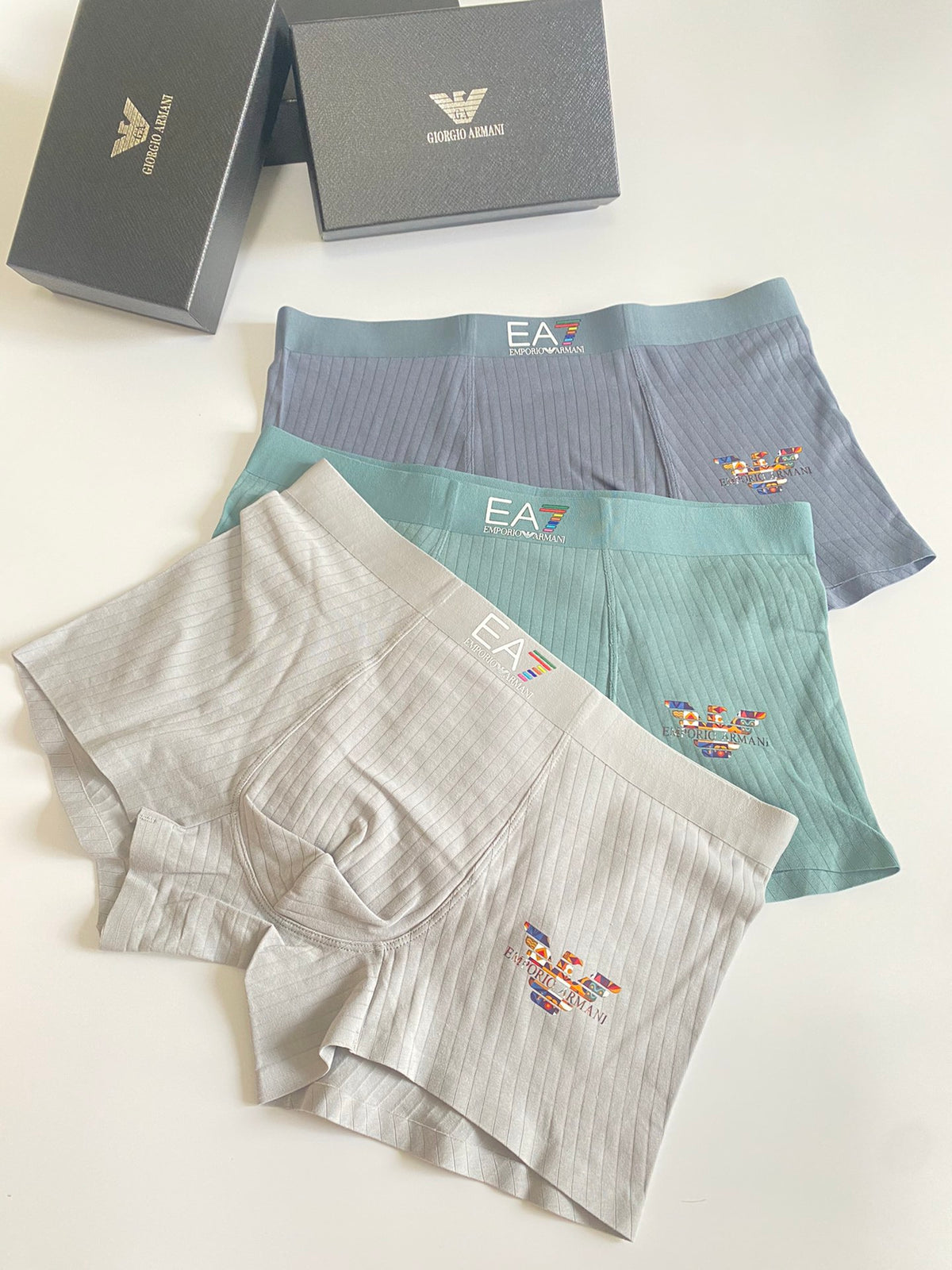 Emporio Armani White Mint Grey Small Wing Boxer Briefs, image 1