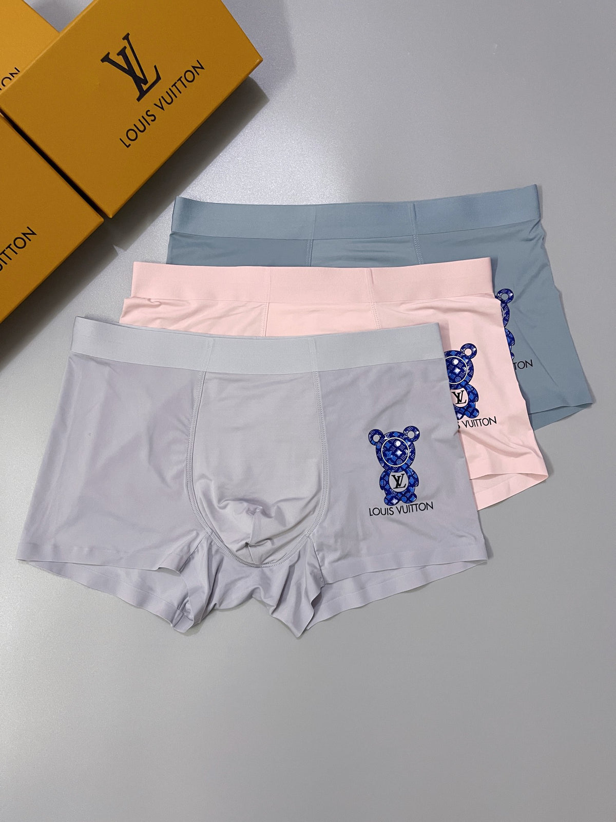 Louis Vuitton Grey Pink Blue Small Lion Motif Boxer Briefs, image 5