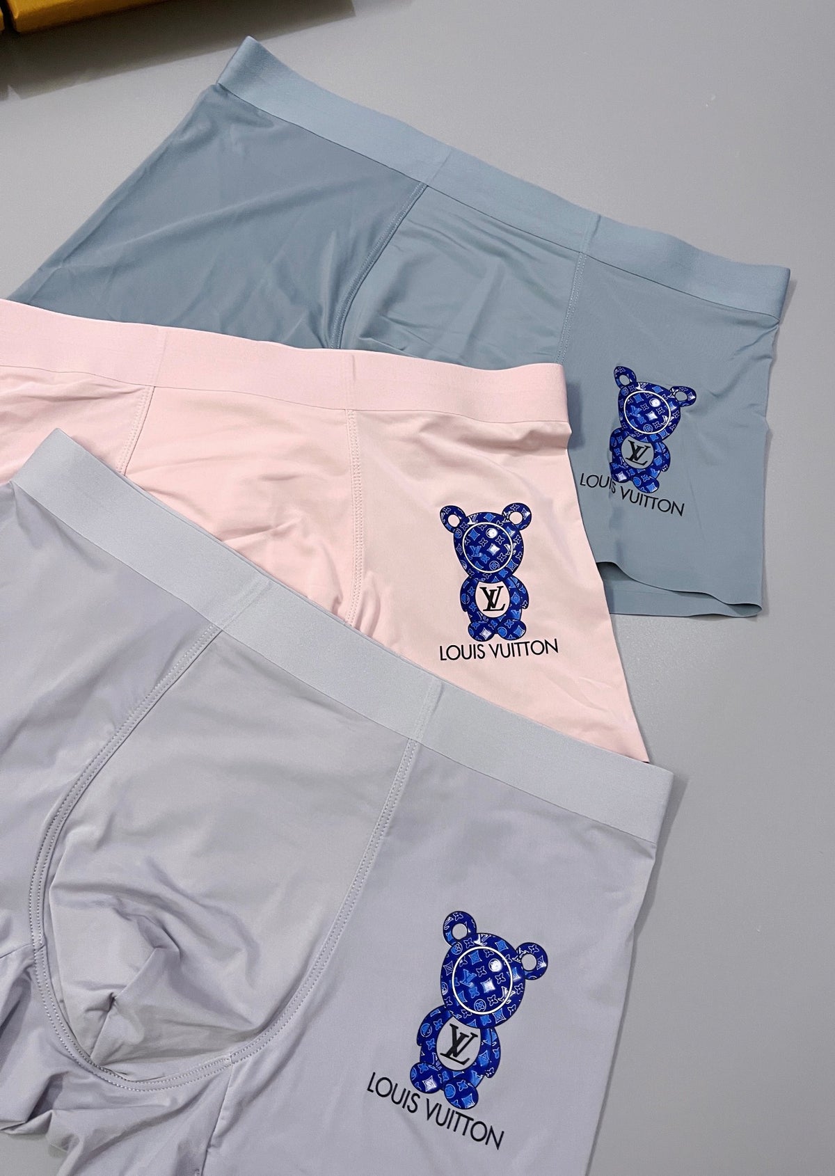 Louis Vuitton Grey Pink Blue Small Lion Motif Boxer Briefs, image 2