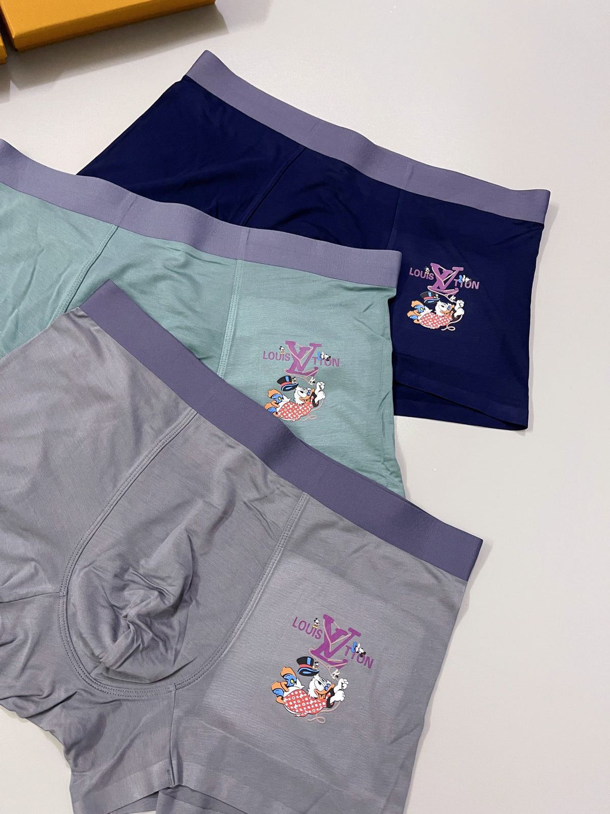 Louis Vuitton Grey Teal Black Small Cartoon Patch Boxer Briefs, image 4