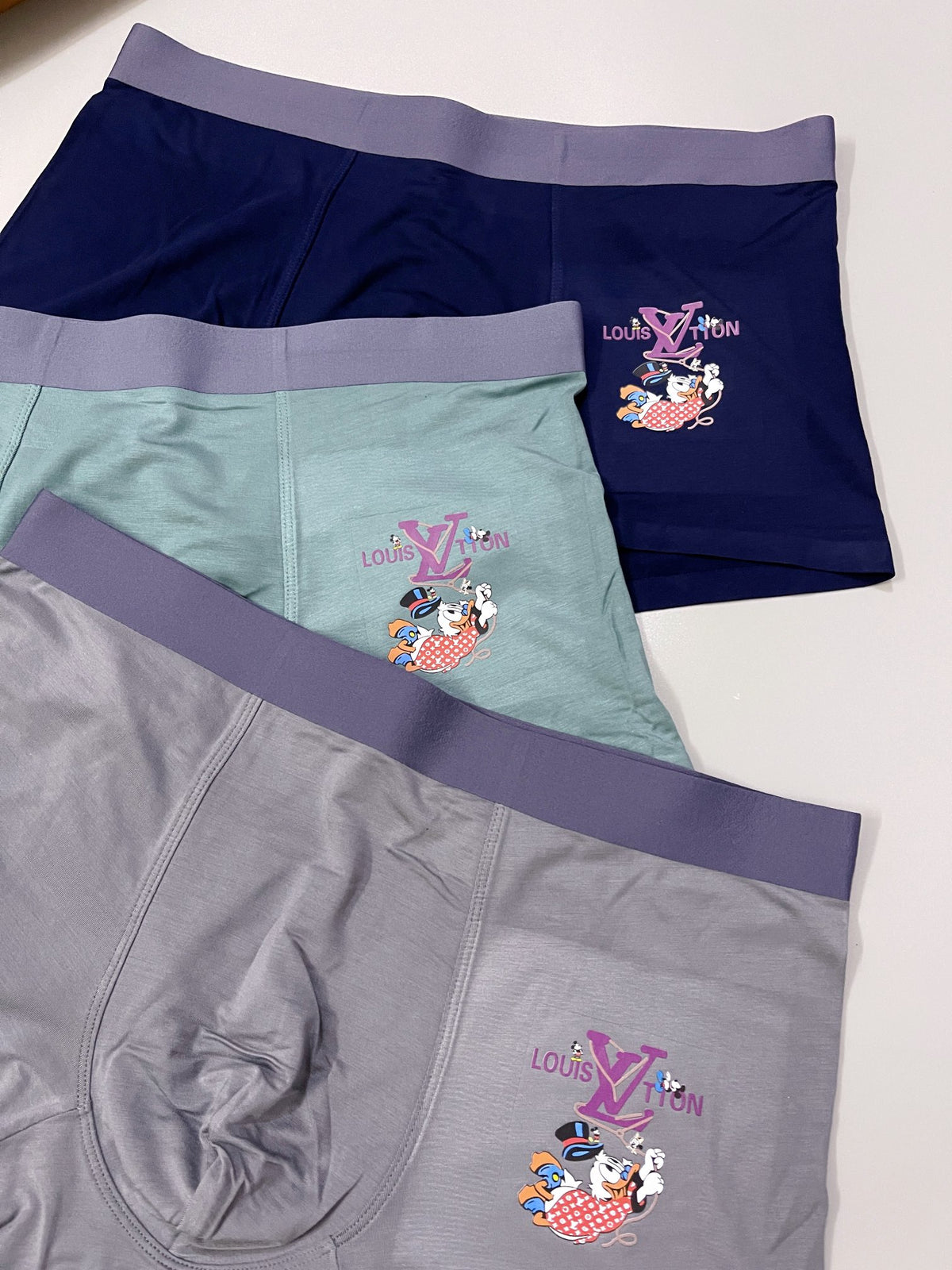 Louis Vuitton Grey Teal Black Small Cartoon Patch Boxer Briefs, image 5