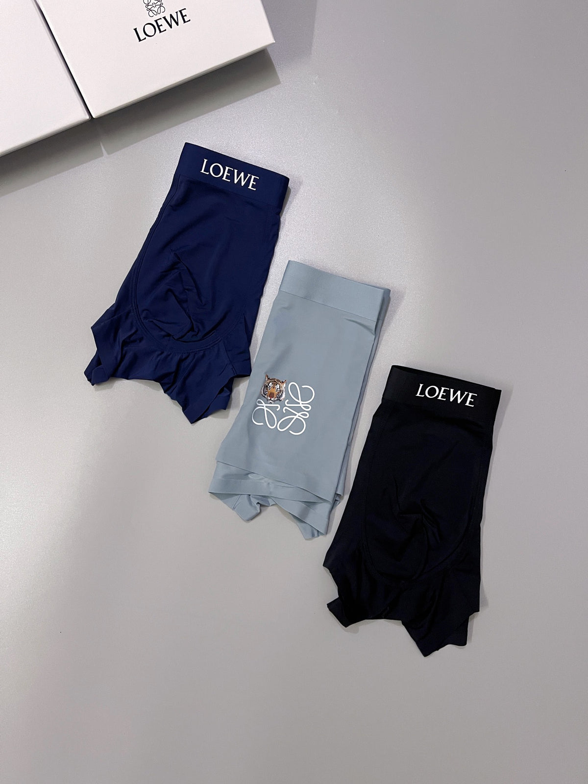 Loewe Black Blue Grey White Anagram Boxer Briefs, image 7