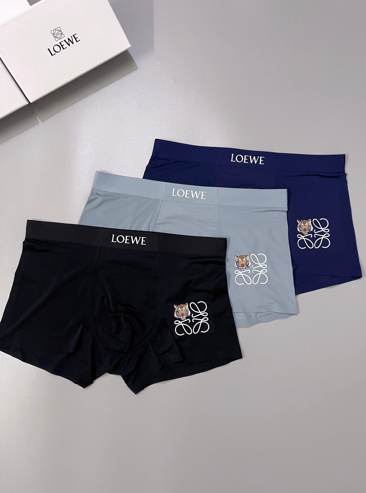 Loewe Black Blue Grey White Anagram Boxer Briefs, image 2