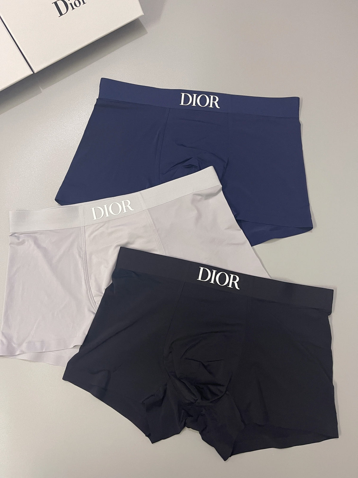 Dior Grey Navy Black Small Waist Wordmark Boxer Briefs, image 3