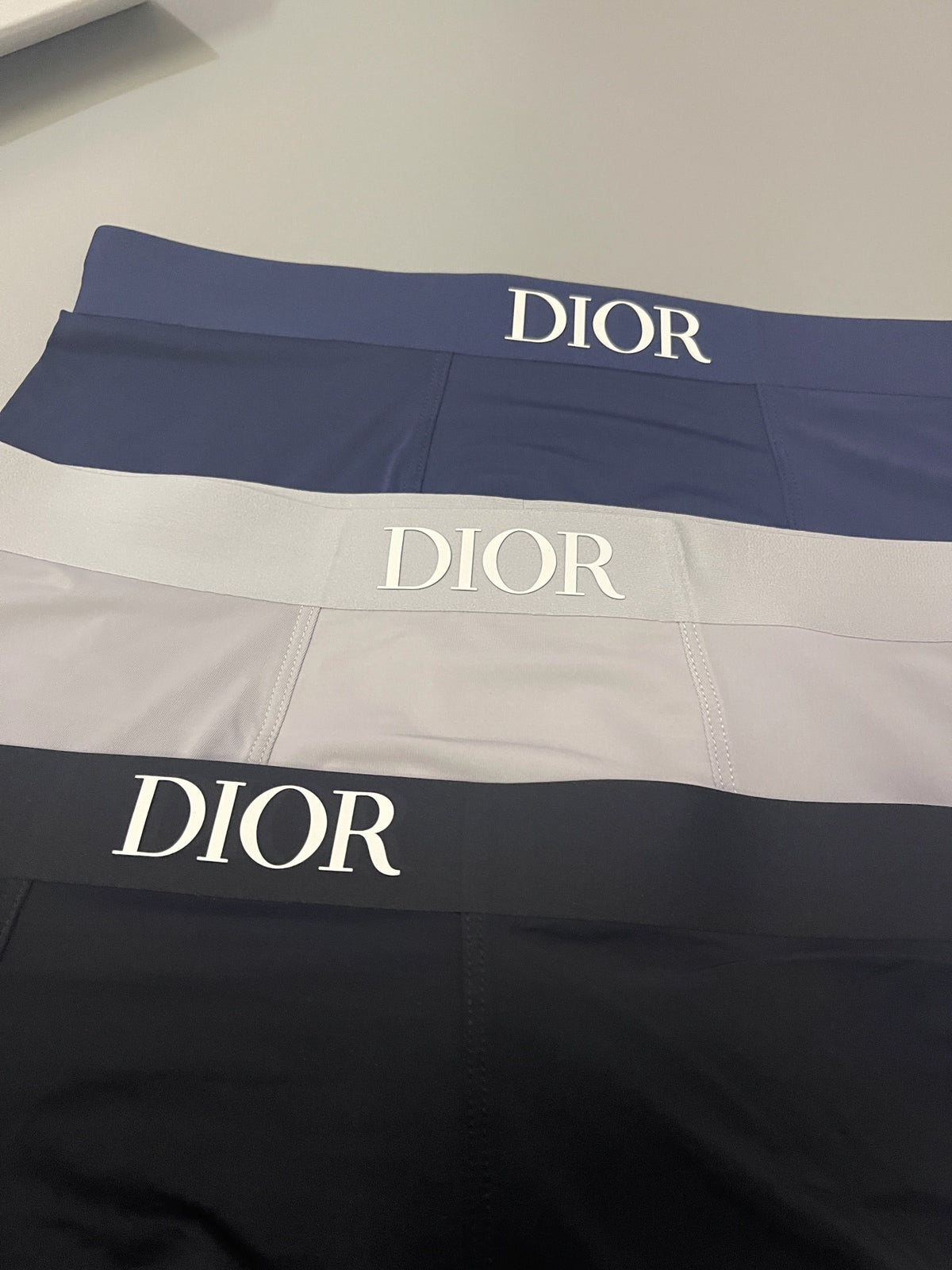 Dior Grey Navy Black Small Waist Wordmark Boxer Briefs, image 5