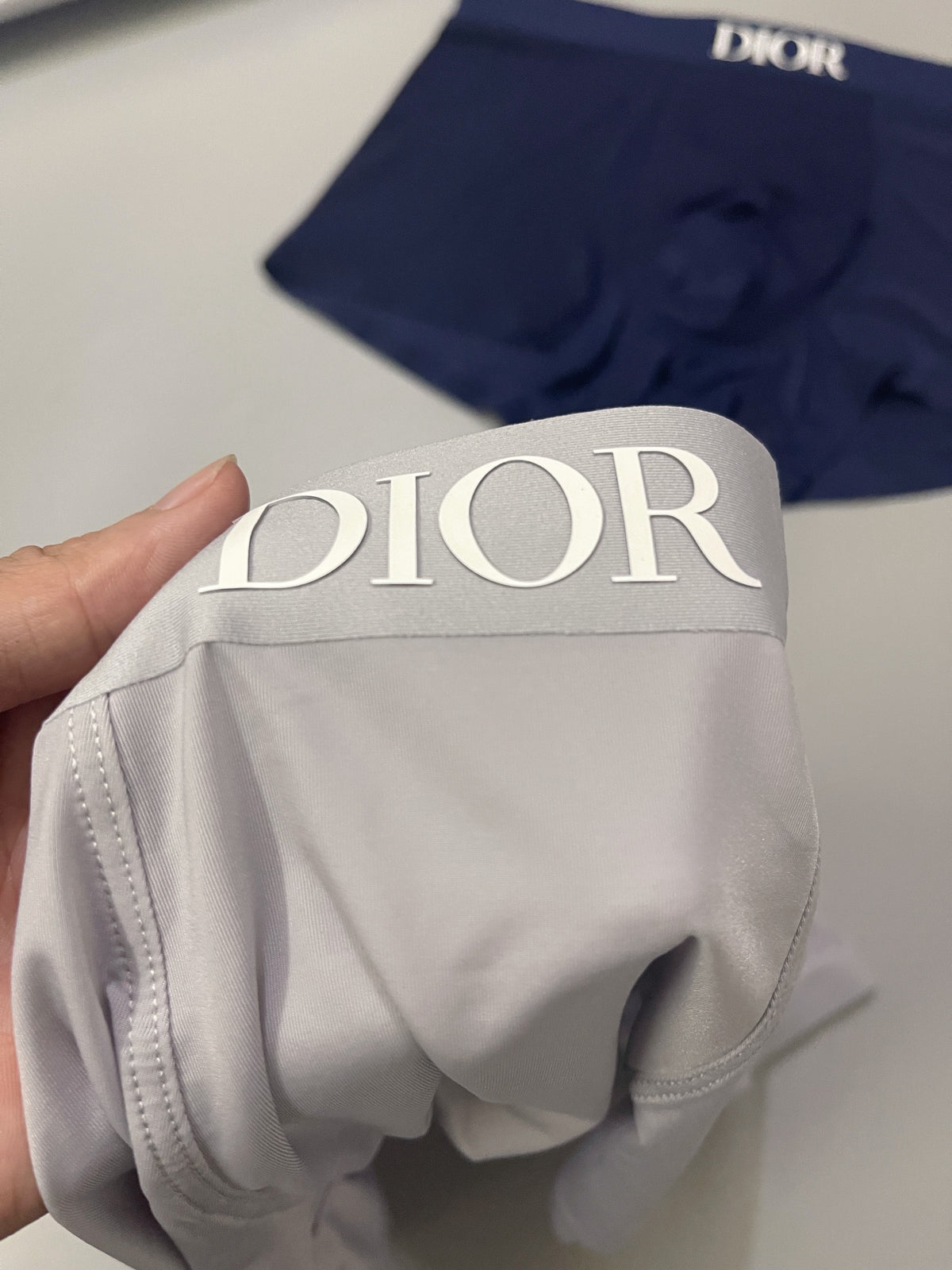 Dior Grey Navy Black Small Waist Wordmark Boxer Briefs, image 6