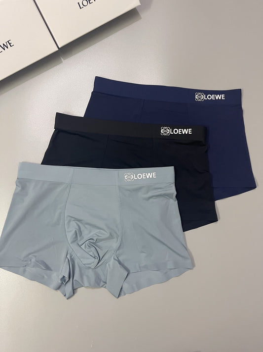 Loewe Grey Navy Black Fine Waist Wordmark Boxer Briefs, image 1