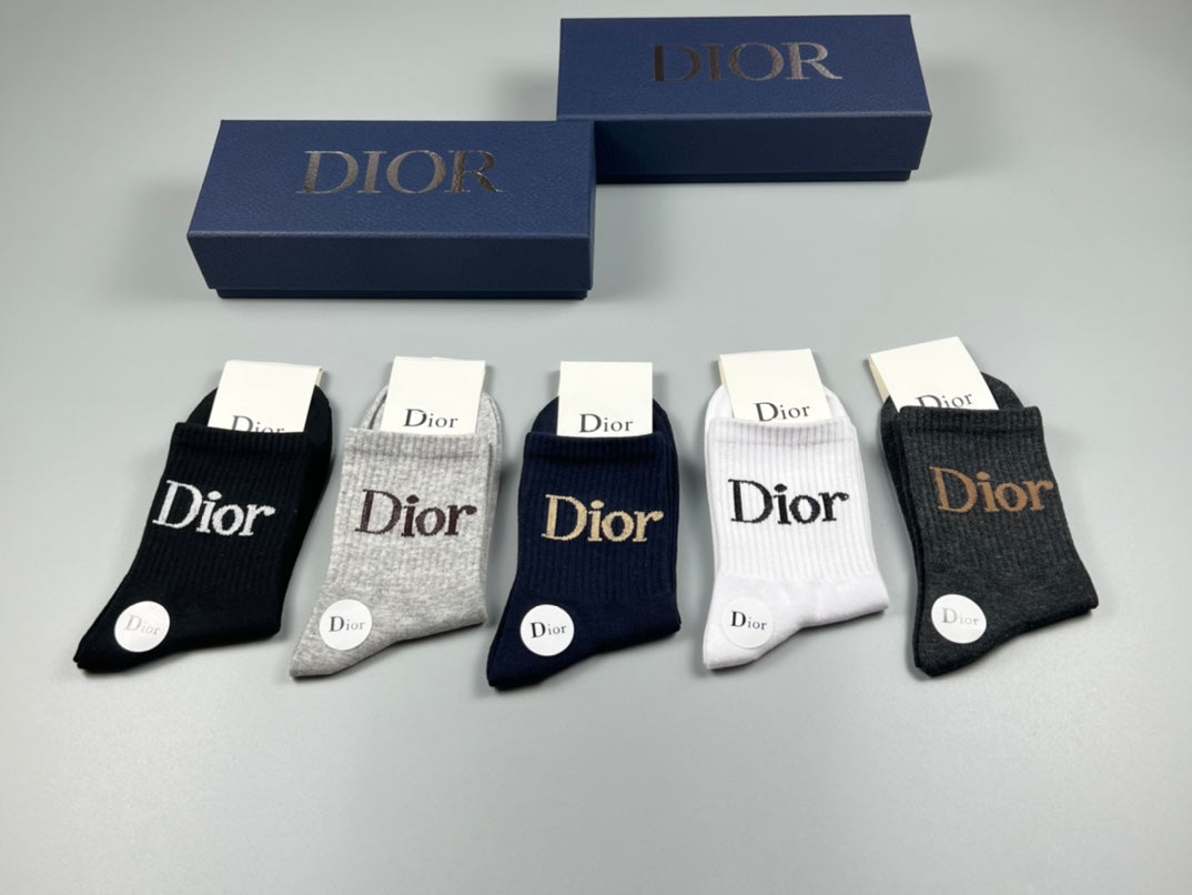 Dior Black White Fine Wordmark Edges Ankle Socks, image 15