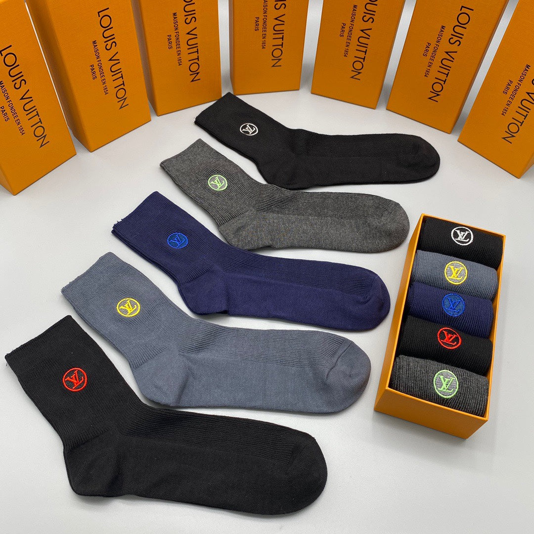 Louis Vuitton Grey Navy Black Small Coloured Flowers No-Show Socks, image 4