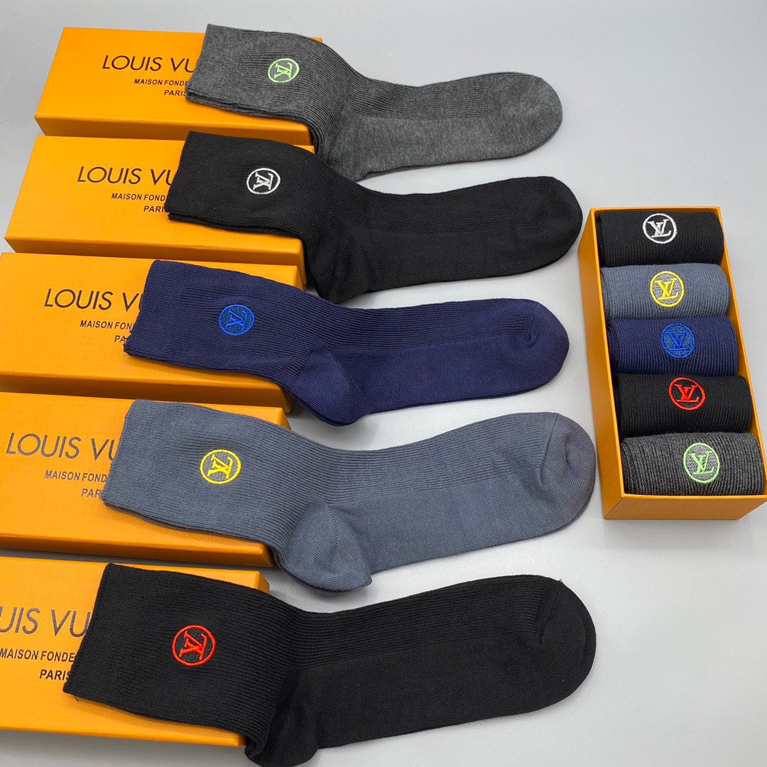 Louis Vuitton Grey Navy Black Small Coloured Flowers No-Show Socks, image 3