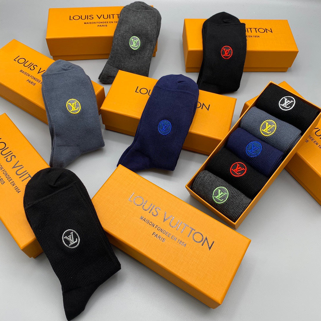 Louis Vuitton Grey Navy Black Small Coloured Flowers No-Show Socks, image 6