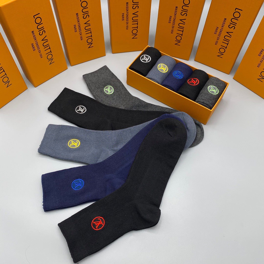 Louis Vuitton Grey Navy Black Small Coloured Flowers No-Show Socks, image 1