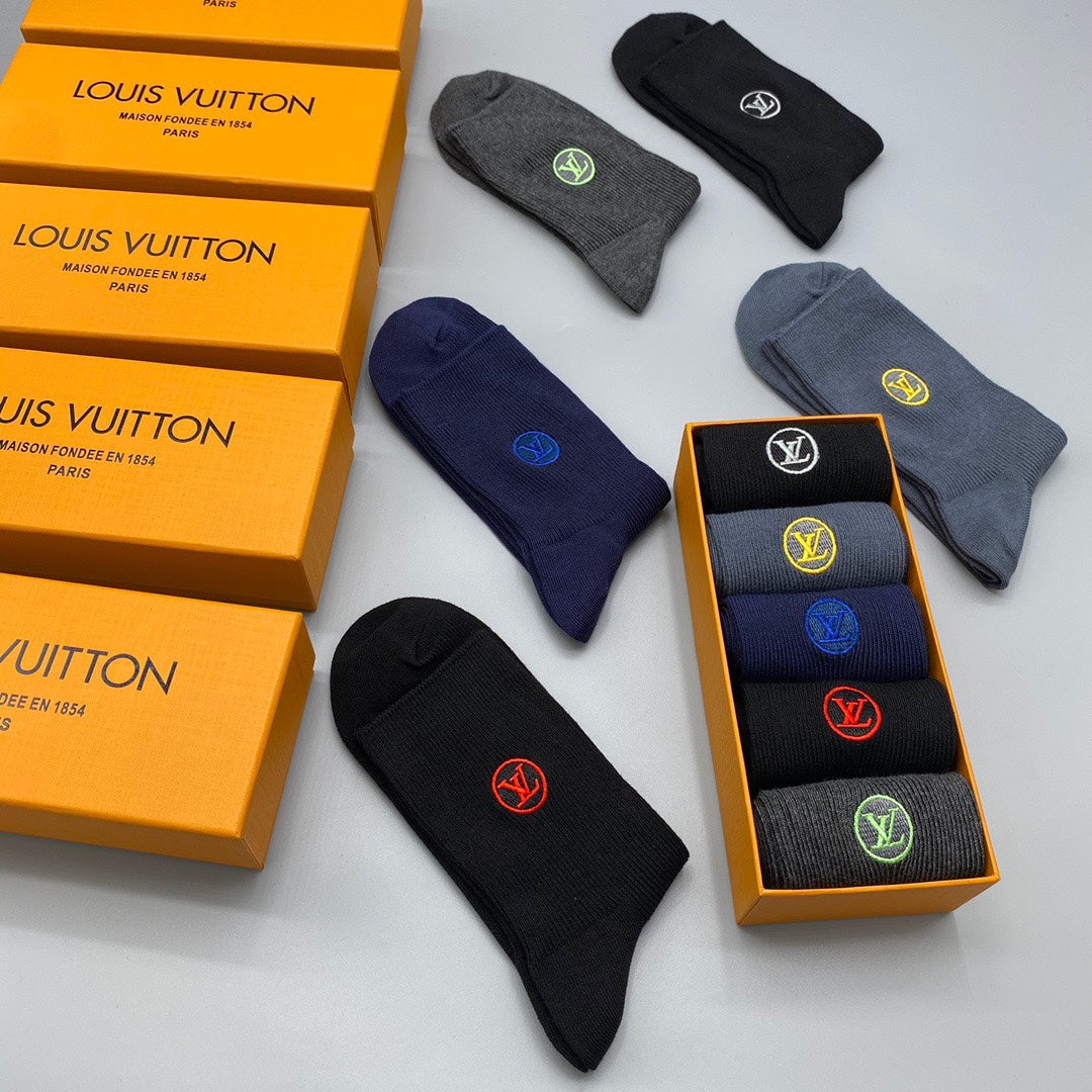 Louis Vuitton Grey Navy Black Small Coloured Flowers No-Show Socks, image 7