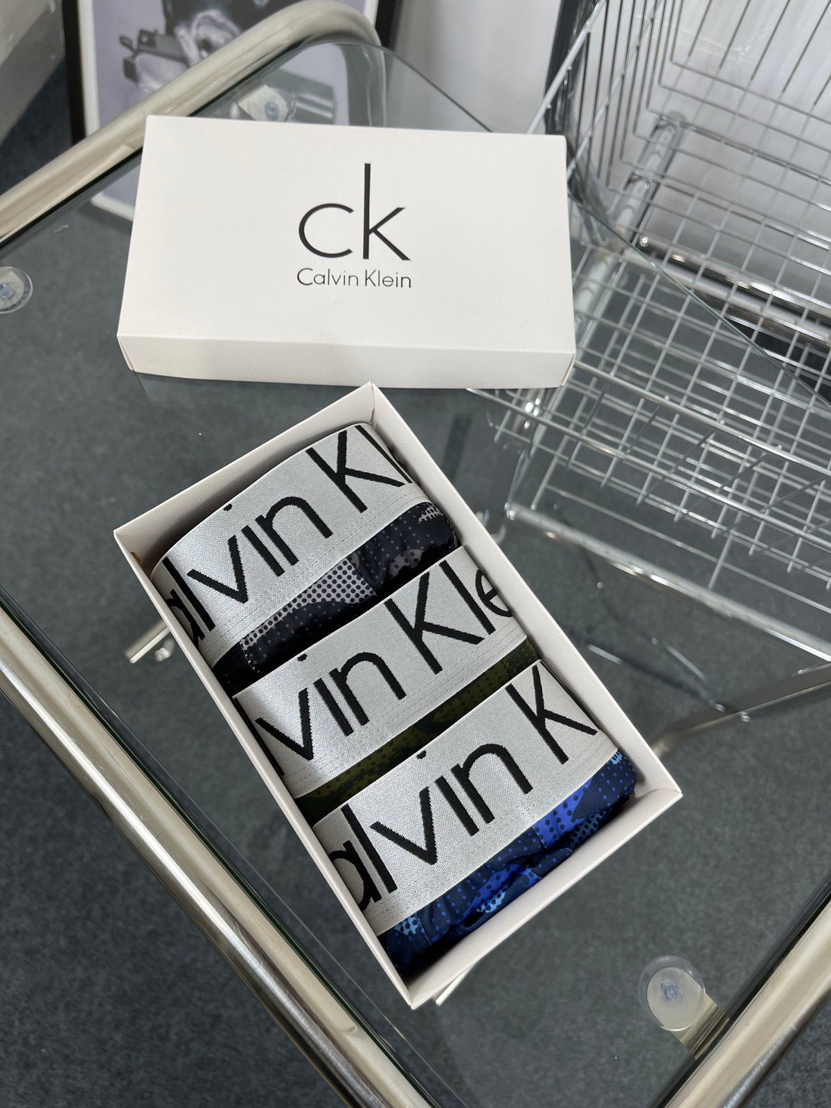 Calvin Klein Green Blue Grey Camouflage Trio Boxer Briefs, image 2