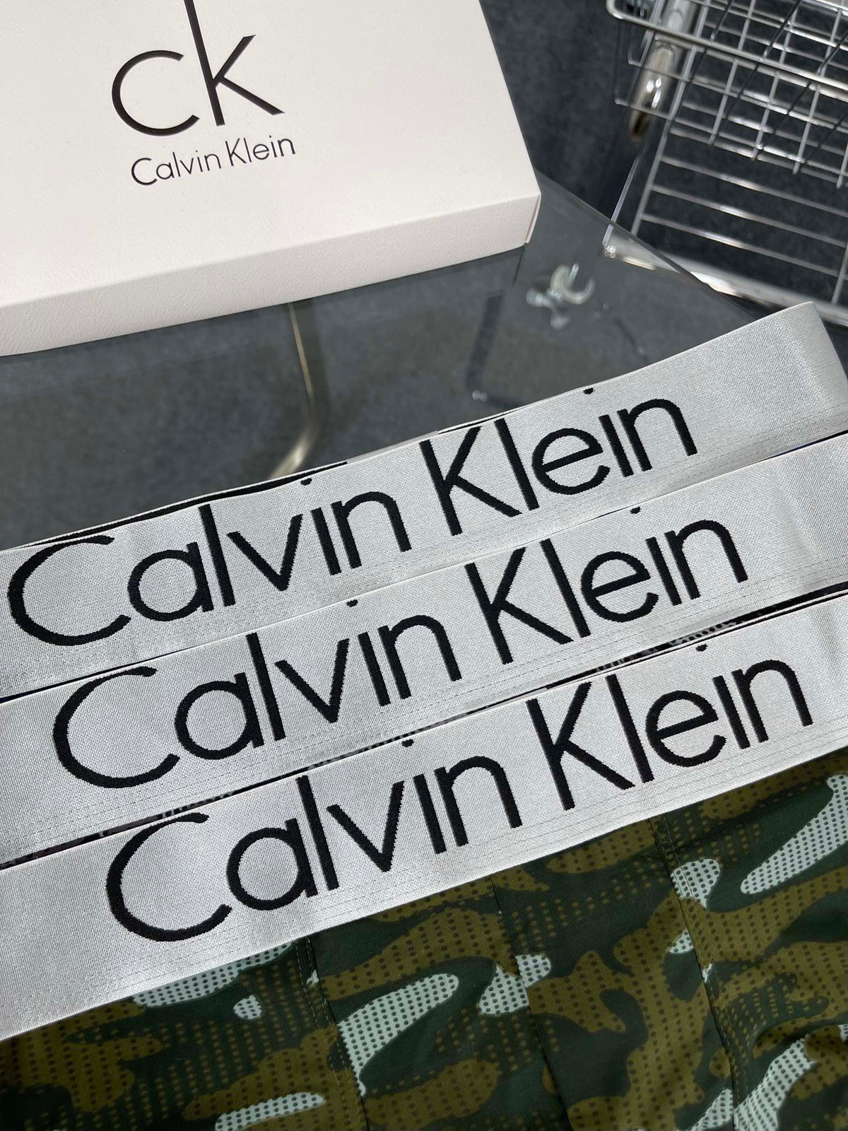 Calvin Klein Green Blue Grey Camouflage Trio Boxer Briefs, image 6
