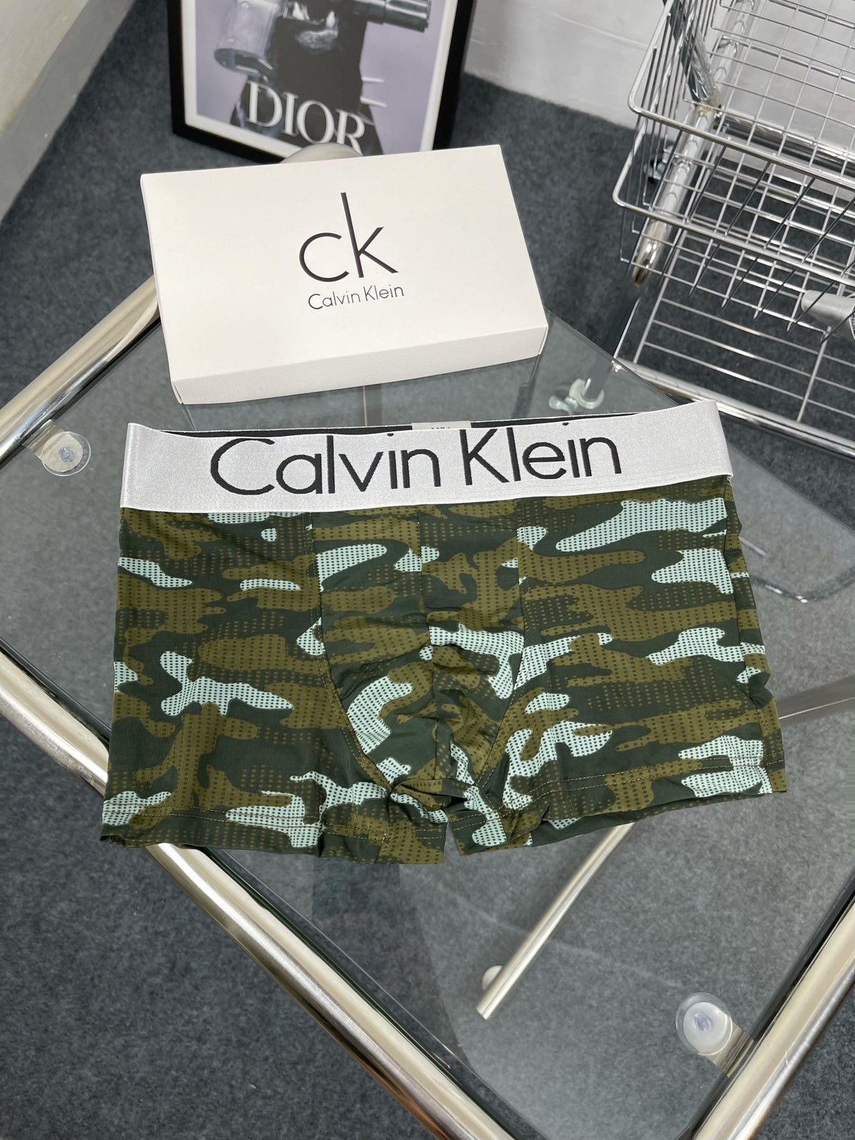 Calvin Klein Green Blue Grey Camouflage Trio Boxer Briefs, image 3